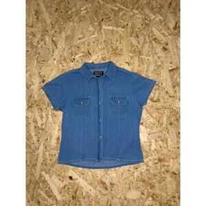 Womens Vintage Y2K Denim Button Shirt Sz M